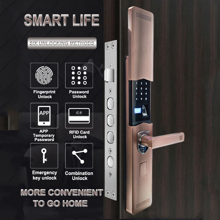 Imagem -03 - Luxo Segurança Mortise Anti-roubo App Código Keyless Digital Impressão Digital Entrada Porta Handle Smart Lock Conjunto para Casa