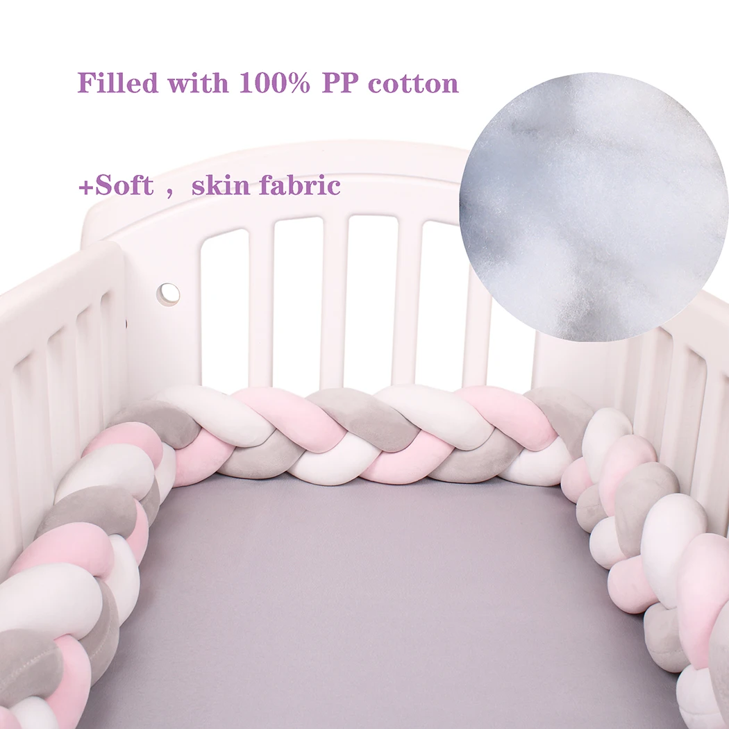 1M/2M/3M /4M Baby Bed Bumper Braid Knot Long Handmade Knotted Weaving Plush Baby Crib Protector Infant Knot Pillow Room Decor