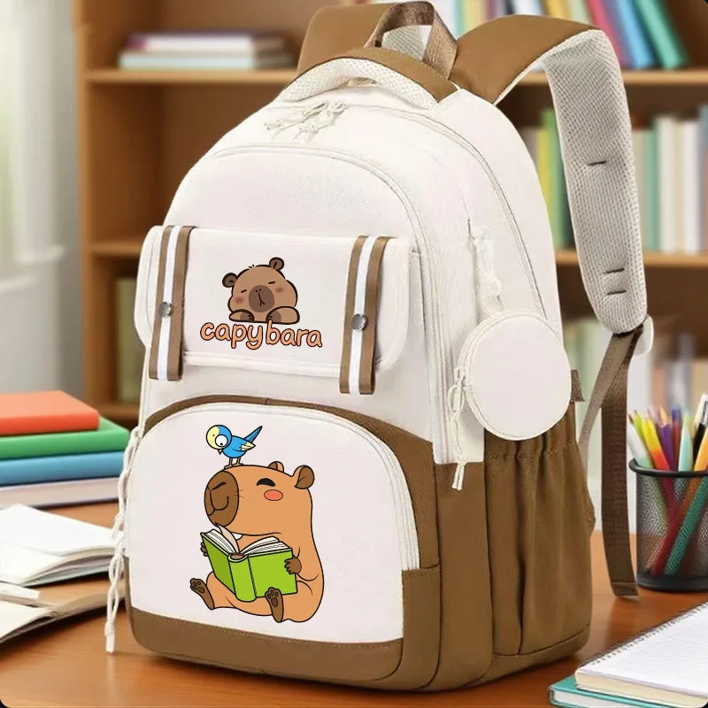 

Capybara Backpack Boy Girl Cartoon Anime Figure Schoolbag Kawaii Fashion Large Capacity Bookbag Student Return To School Gifts