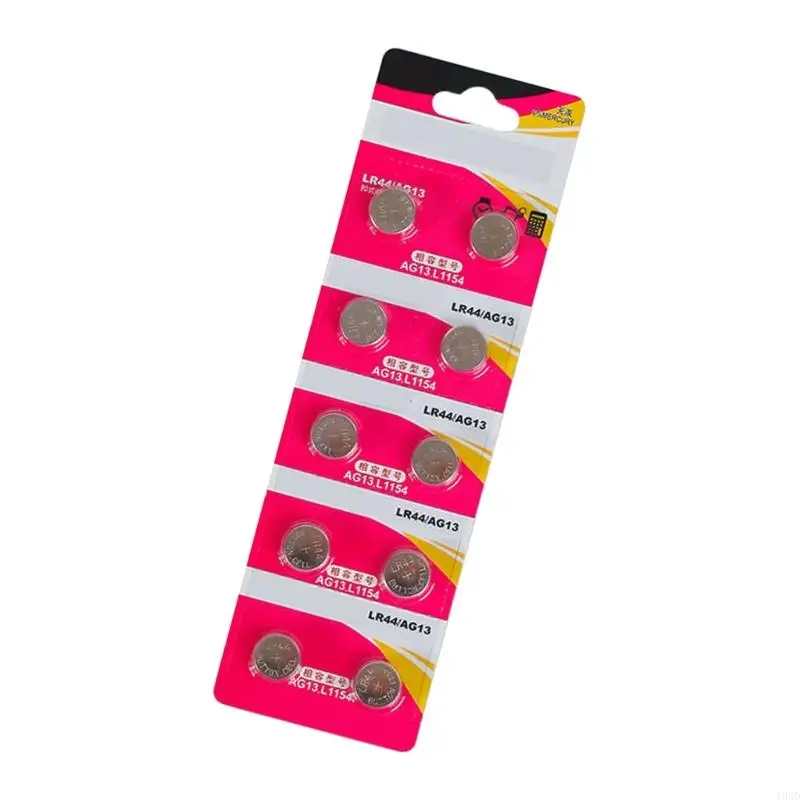 Pack of 10 AG13 LR44 1.5V Button Battery Universal Use for Watches Calculators 