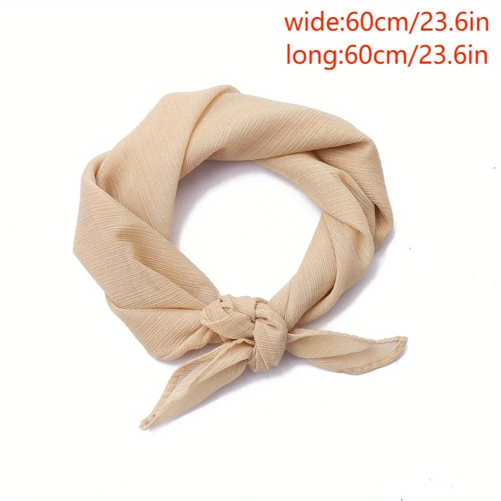 Solid Color Small Square Scarf Women\'s Spring and Autumn Simple Tie Joker Hair Band Decorative Summer Square.