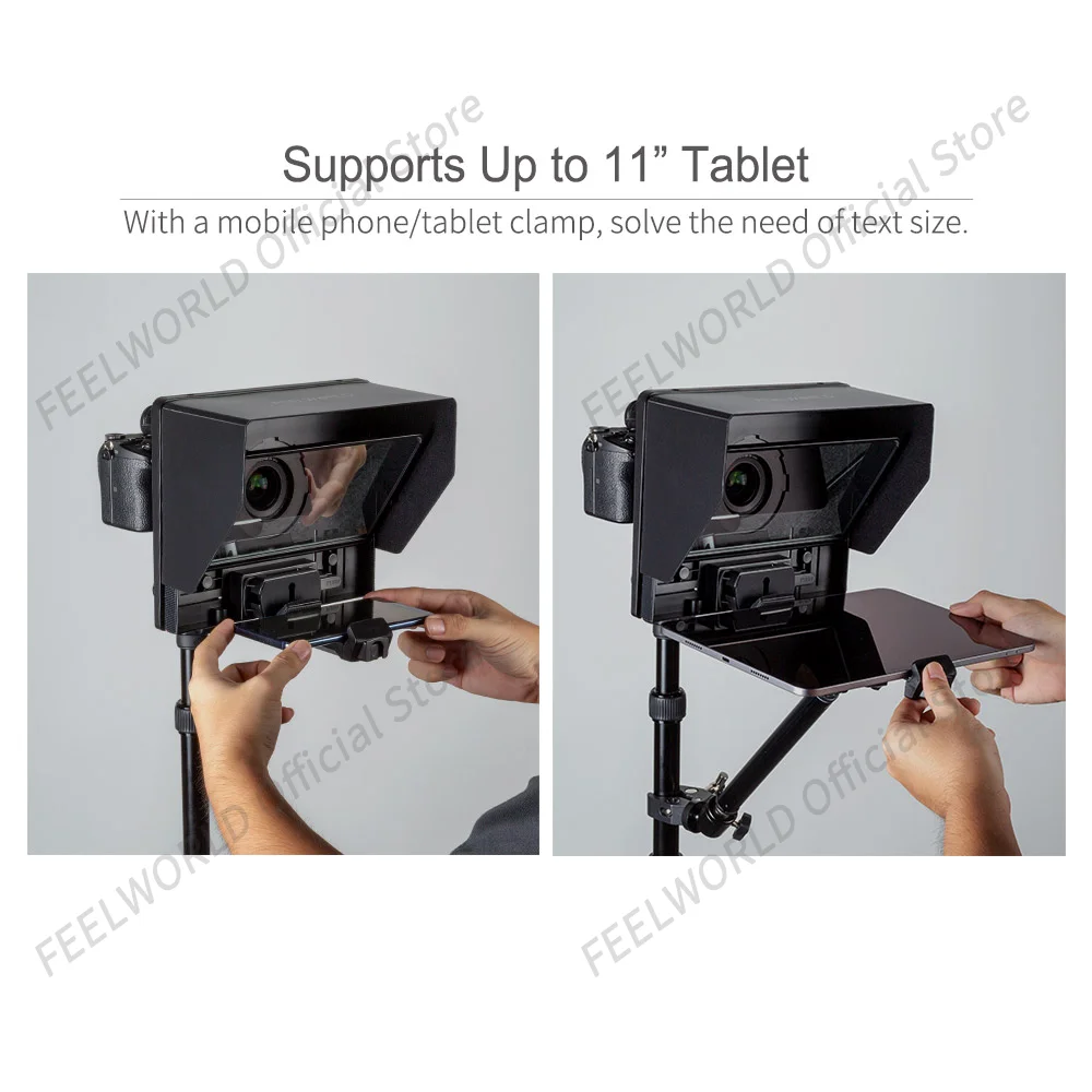 Feelworld-Portable Folding Teleprompter, Tablet Prompter for iPad, DSLR Shooting with Remote Control, TP10, Up to 11 \