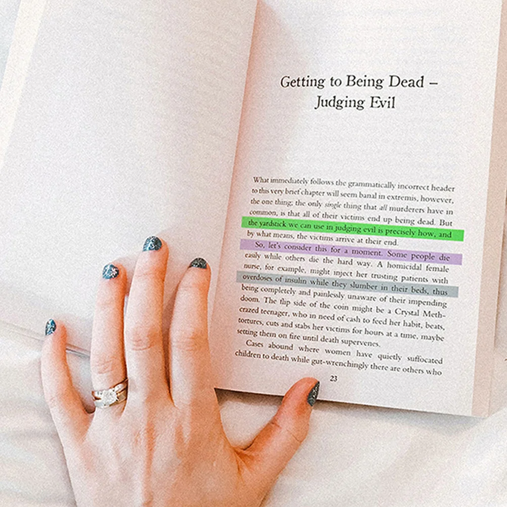 5 Sets Fluorescent Reading Strips Book Annotation Tabs Sticky Highlighter Tape Note Kids Learning Office Colorful