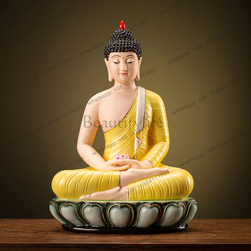 Sanbao Buddha Backflow Incense Burner Ceramic Sakyamuni Buddha Statue Aromatherapy Ring Ornament