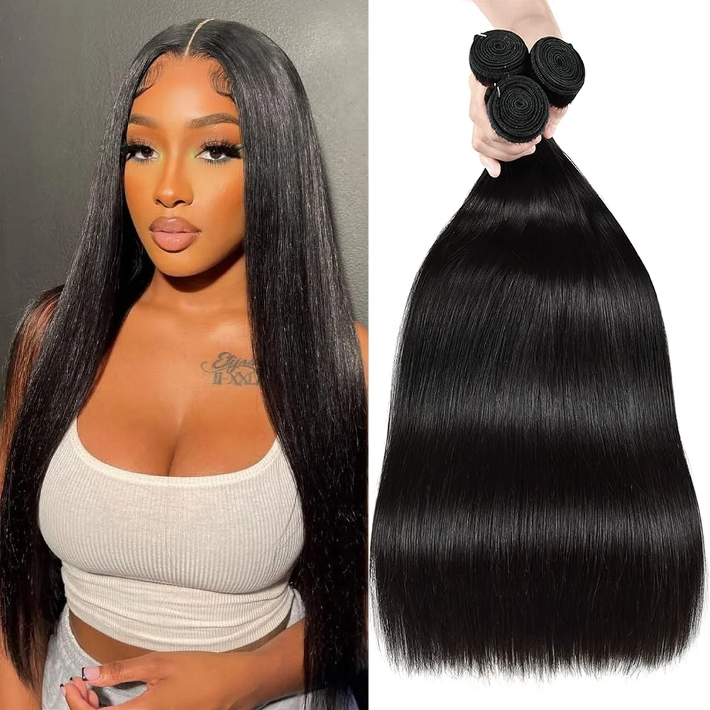 Long Human Hair Bundles brazilian Straight Hair Bundles 32 36 38 40 inches 1/3/4 PCS Thick Natural Remy 100% Human Hair