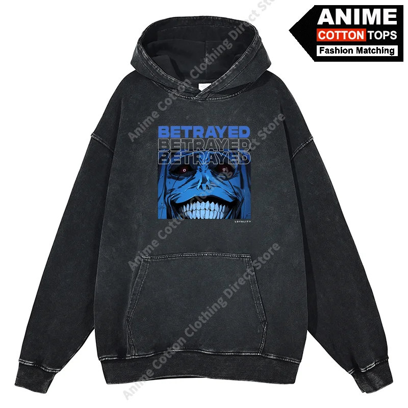 

BETRAYED -LOYALITY Cover Print Hoodies Cotton Washed Vintage Oversized Pullover Tops y2k Street Unisex Sweatshirt Tracksuit