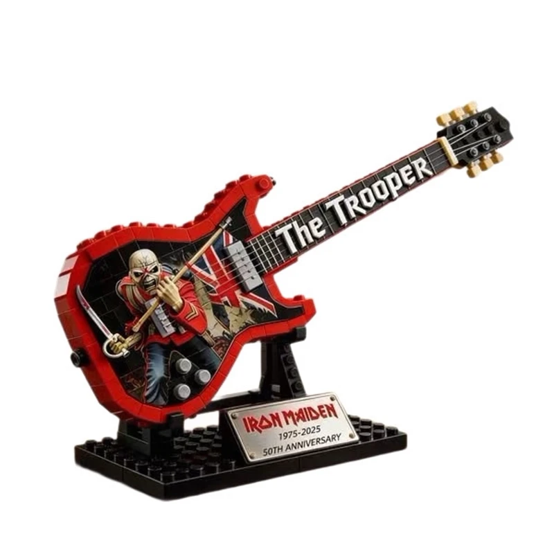 Mini Electric Guitar Building Block Kit Handmade Replica Ornament Rock Themed Decor Present for Music Enthusiasts Desk Decor view 5