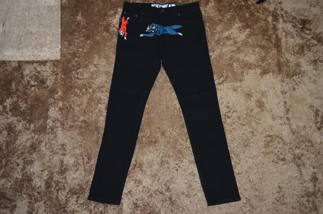 

Elastic Slim Fit Bla Embroidered Jeans mid Low Waist Long Pants Youth Faion Urban Sle Cotton Stretch Denim No Iron Trea...