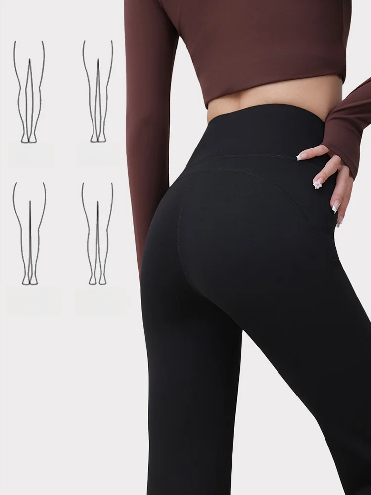 Yoga-Hose mit hoher Taille für Damen, Frühling und Herbst, Bell-Bot, Bauchkontrolle, elastisch, leicht, nicht gepolstert, ausgestellte Hose