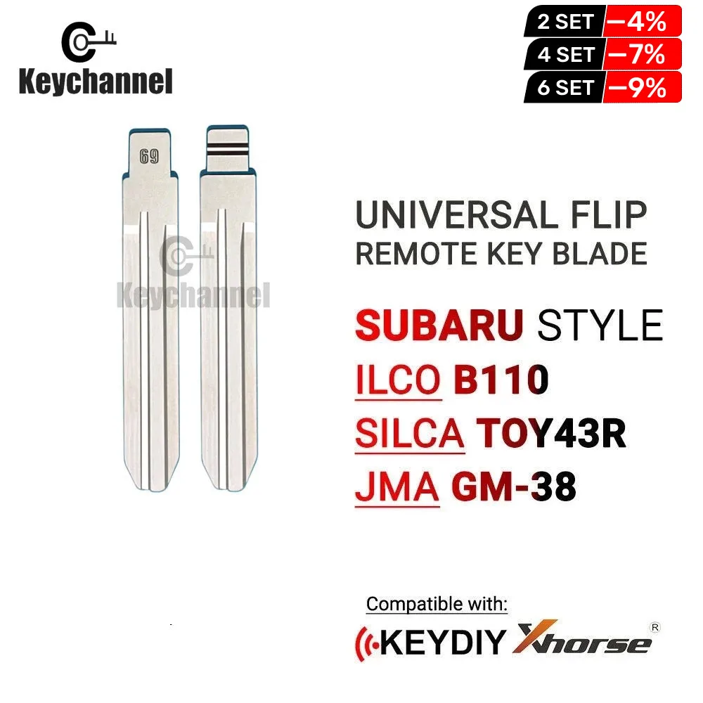 

Keychannel 10pcs 69# Car Key Blade For KD-X2 Xhorse VVDI JMD KD900 Remote Blade Lishi TOY43R For Subaru XV/Great Wall/old Toyota