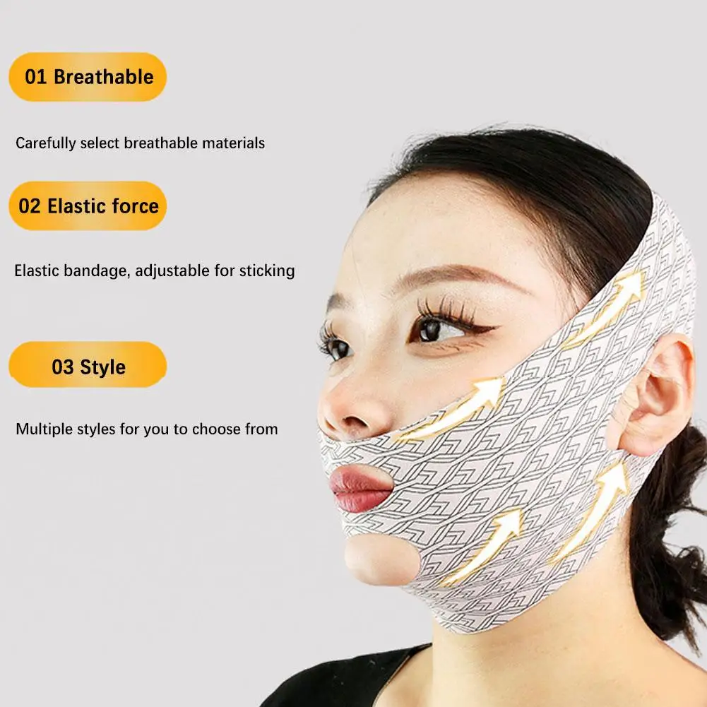 V-Face Lifting Bandage Face Sculpting Sleep Mask High Elastic Double Chin Removal Strap Bandage Face Lifting Law Pattern Mask