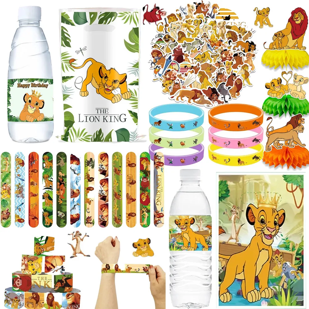 Lion King Simba Birthday Party Supplies Gifts Bags Balloon Slap Bracelets Water Bottle Labels Kids Birthday Party Baby Shower