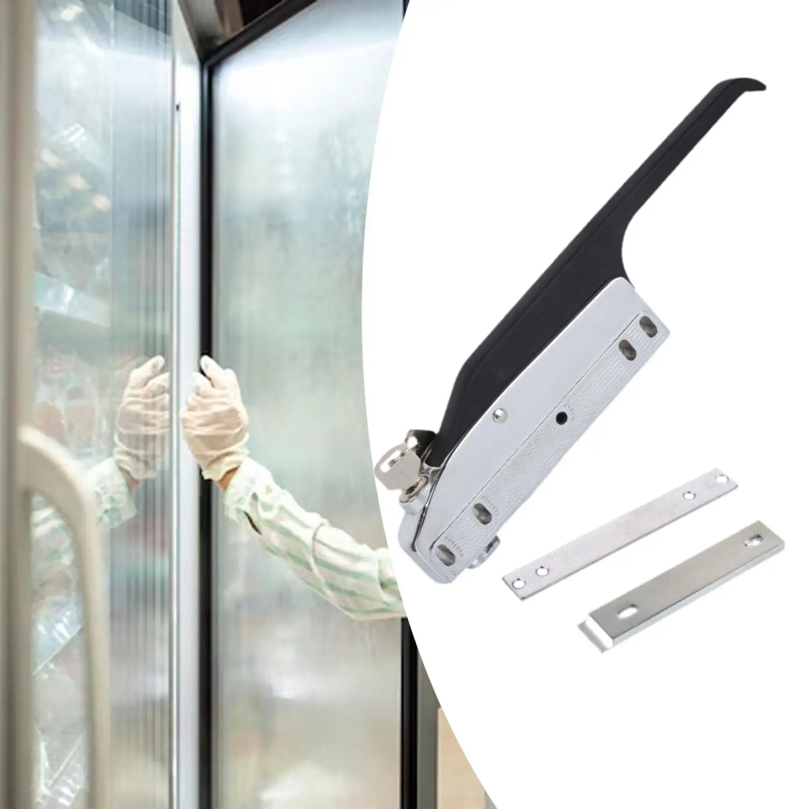Zinc Alloy Metal Door Pull Handle for Walk in Cooler Easy Use Complete Latch Kit for Freezer Room Applications