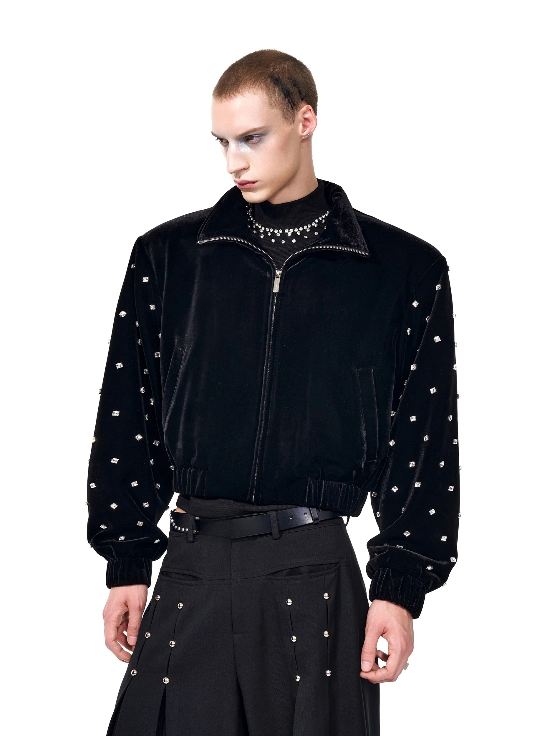 Men's Light Luxury Elegant Jacket Men's 2025 Autumn New Diamond High-End Short Style Jacket Male Handsome Long Sleeve Chic Coats