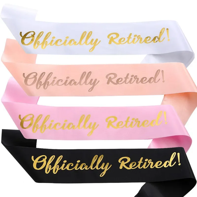 Officially Retired Sash Floral Printed Retired Satin Sash for Men Women Happy Retirement Party Events Decoration Supplies Favor