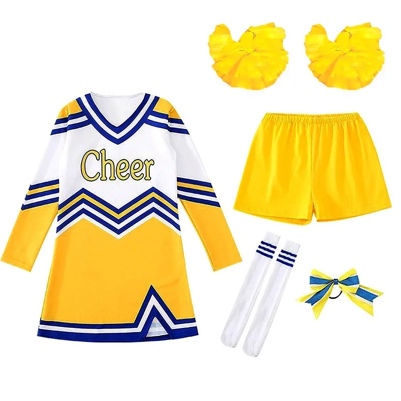 5Pcs/set Children Competition Cheerleaders Girl boy School Team Uniforms Kids Performance Costume Class Suit Kid Girl School Sui