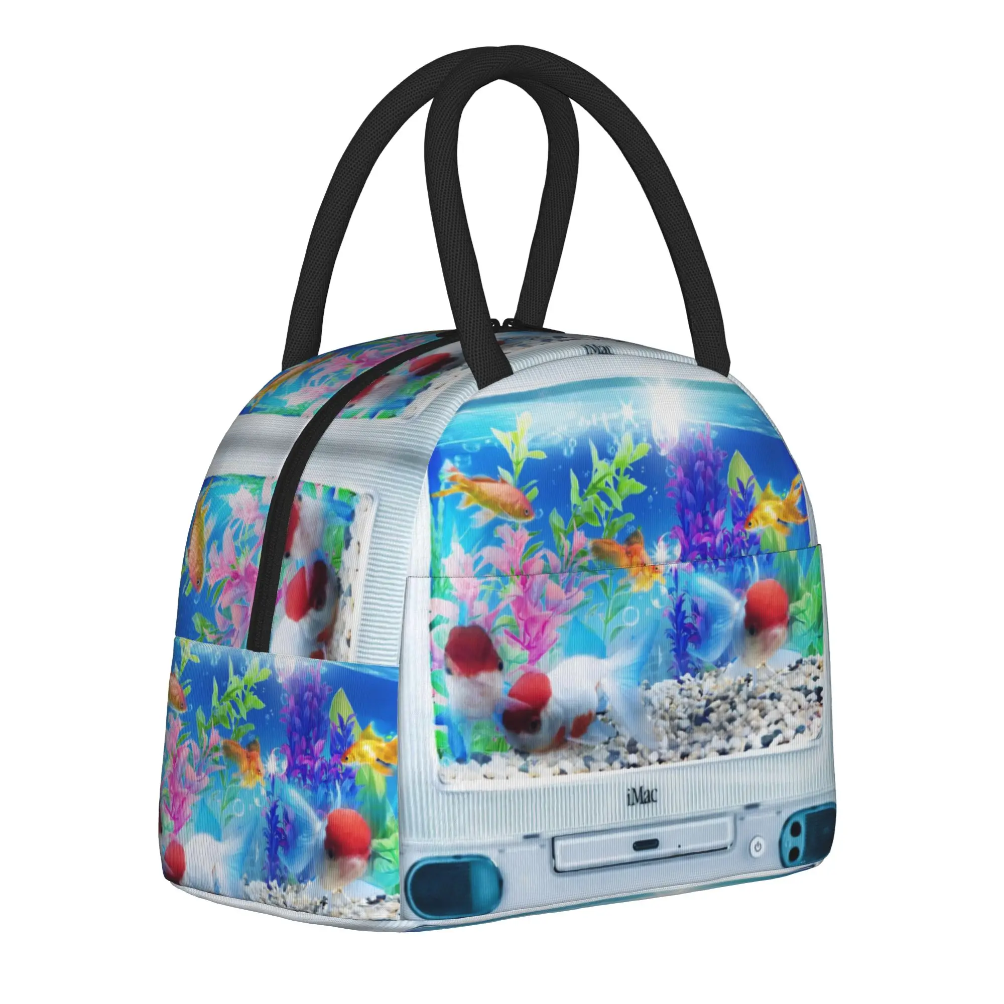 Frutiger Aero Art Vibes Scenery Tote Insulated Lunch Bag Fashion Handheld Food Bags Reusable Cooler Thermal Spacious Bento Box