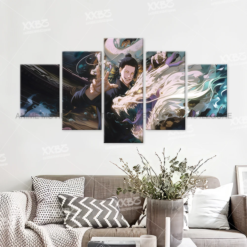 Anime Jujutsu Kaisen Charakter 5PCS Home Decor Leinwand Gemälde Bilder Wand Kunst Gedruckt Poster Kein Rahmen Kunstwerk Wohnzimmer – Detail 5