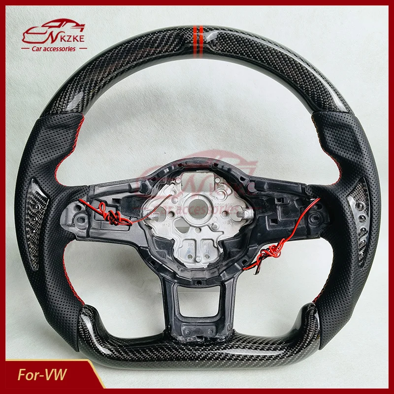 For Volkswagen Golf MK 6 7 7.5 GTI GTD GTE R Polo Custom Carbon Fiber Sports Steering Wheel Half Leather Alcantara