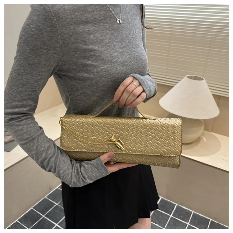 Bolso de Hombro Elegante con Textura Tejida, Estilo , Bolso de Mano para Cena, Bolso Cruzado para Mujer, Estilo Casua...