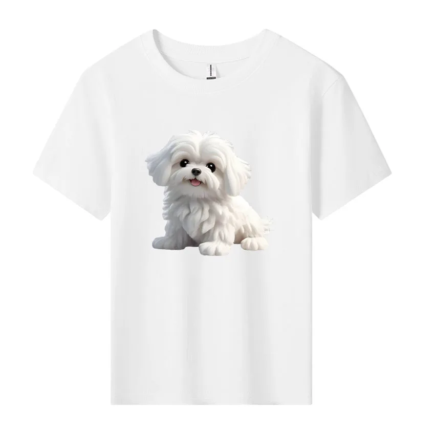 

Children's Boys T-shirts Casual Sports Shirt Cute Dog Printing Short-sleeved Tops New Cotton Soft Costume Girls Kids Tee 2 pcs