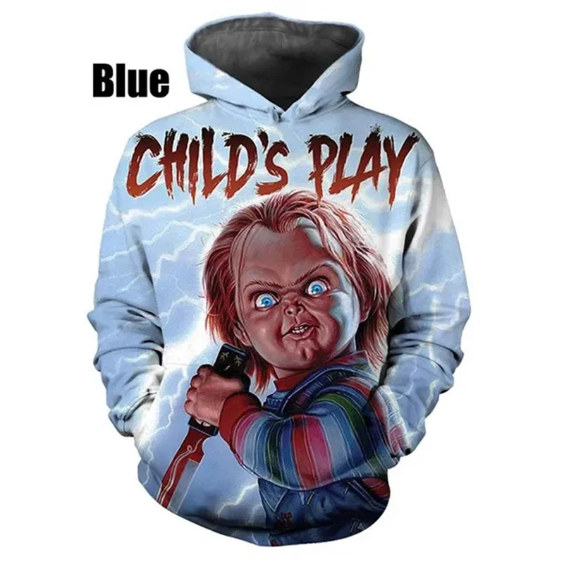 Laleczka Chucky Horror dziecięca bluza z kapturem męska odzież z nadrukiem 3D nowa w bluzach damskich Harajuku moda bluza z kapturem swetry y2k