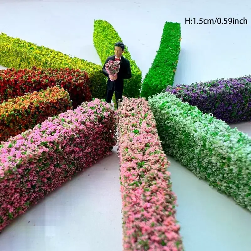 2 pezzi di simulazione materiali fai da te recinzione erba arbusto strisce tavolo di sabbia verde modello in miniatura per diorama da costruzione per interni ed esterni