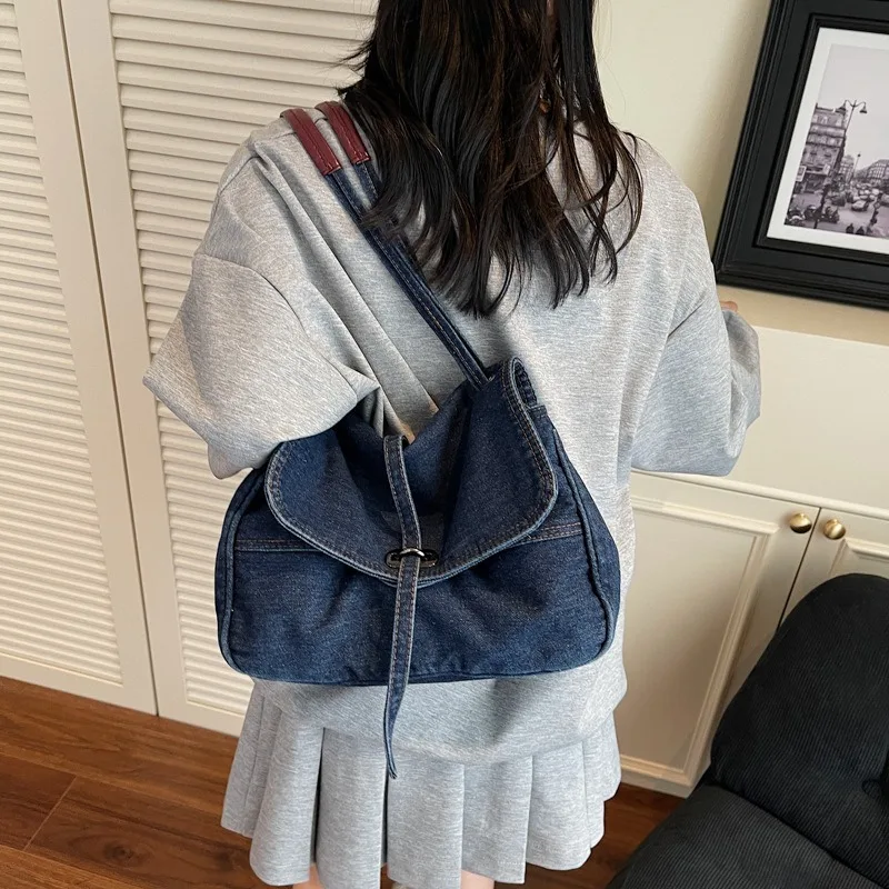 Cowboy Cloth Bag, Women's New Fashion, High-end Sense, Artistic Style, One Shoulder Diagonal Cross Bag, Hand-held Mailman Bag