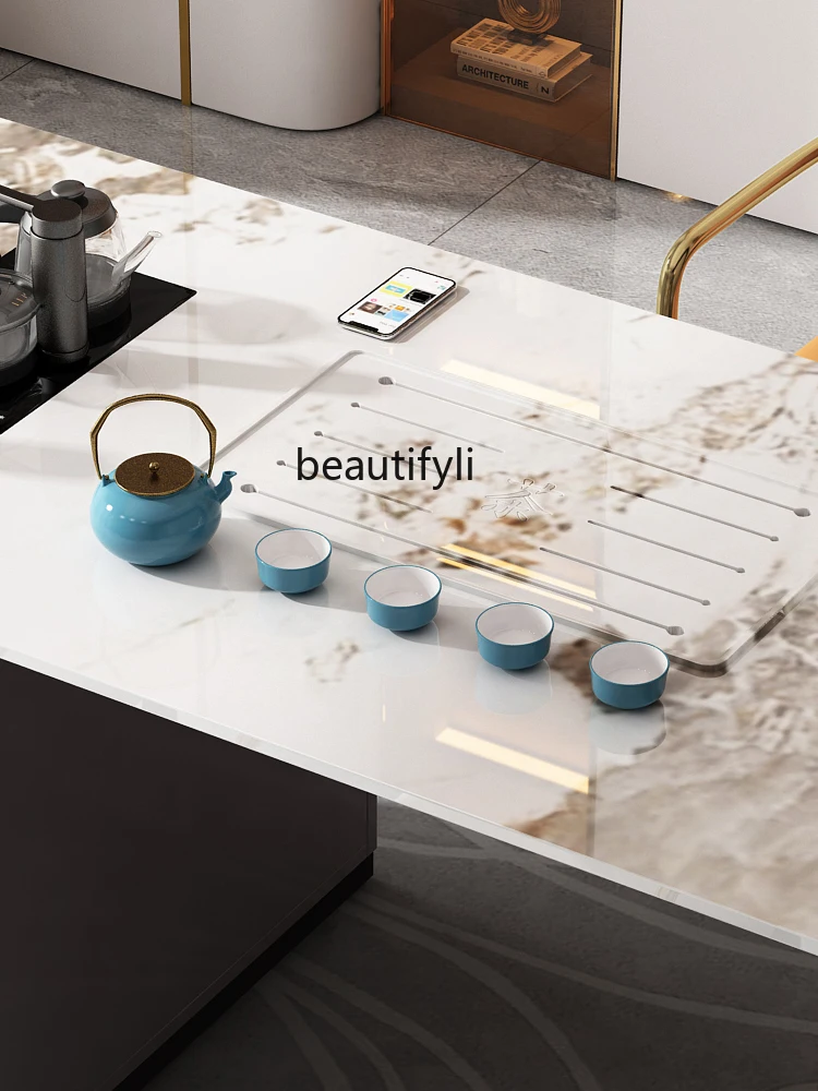 Stone Plate Table-Chair Set Modern Simple Home Office Tea Brewing Integrated Living Room Large Board Kung Fu Tea Brewing Sets