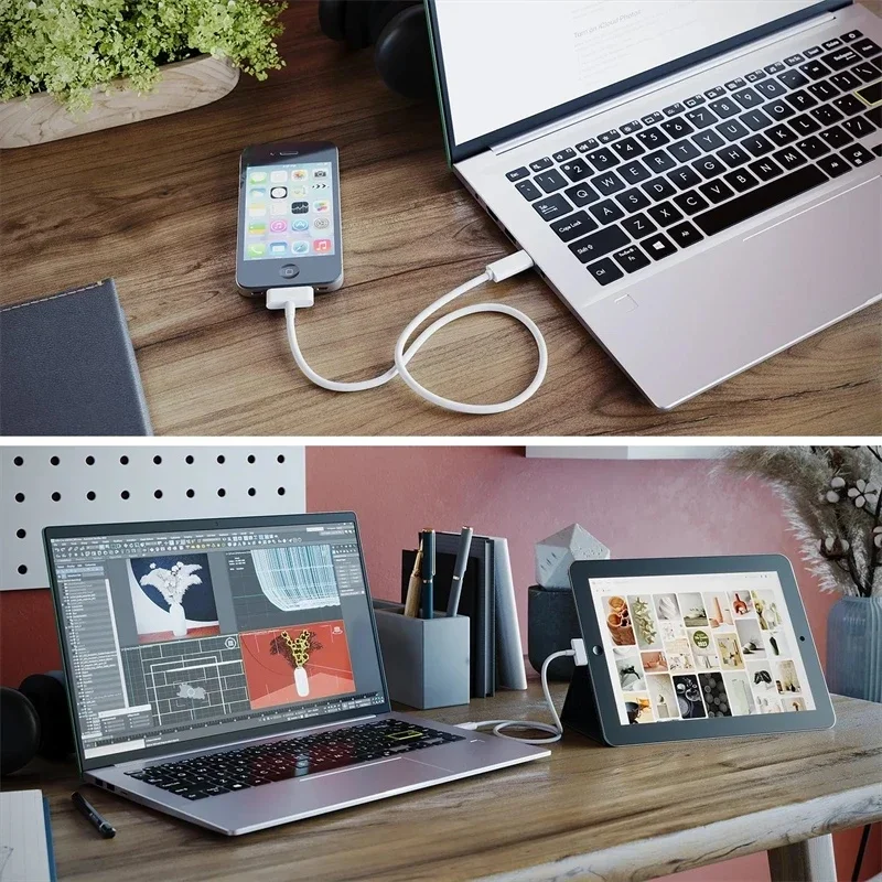 30Pin إلى USB C محول نانو اللمس شحن كابل بيانات آيفون 4 4s 3GS آي باد 3 2 1 آي بود USBC نوع C إلى 30 دبوس شاحن الحبل 1 متر #4