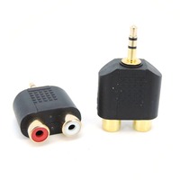 Gold plated 3.5mm AUX male to 2 RCA Female Audio Adapter Splitter Connector 3pole Stereo for pc Speaker Earphone Headphone W28