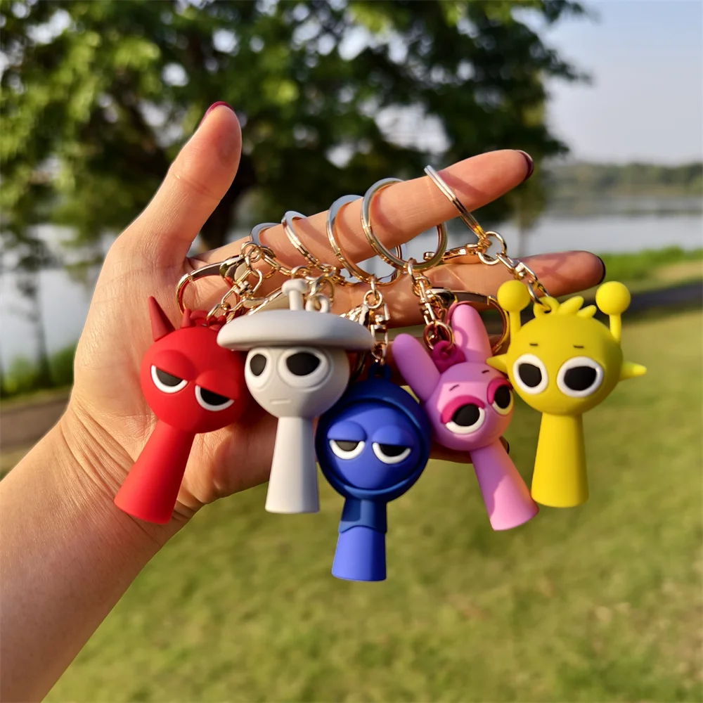 Cartoon Sprunki Keychain Cute Sprunki Oren Raddy Gray Brud Vineria For Girl Boy Bag Pendant Keyring Jewelry Fans Gifts