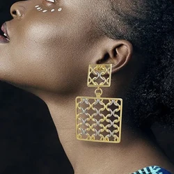 Vintage Square Drop Earrings For Women Exaggerat Design Fashion Jewelry Wedding Party Gift 2023 Trending