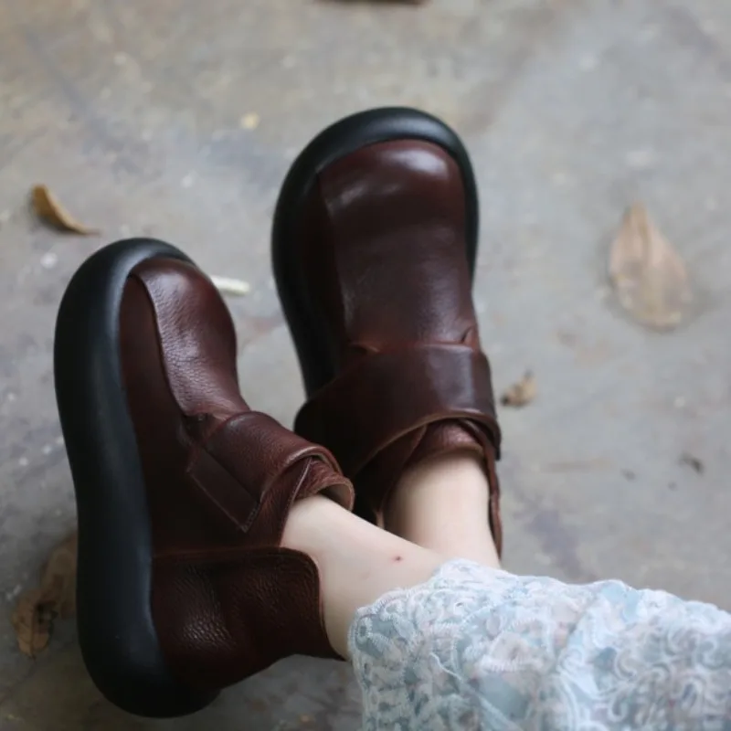 Vintage Women's Ankle Boots Luxury Handmade Quality Comfortable 2026 Autumn Fashion Outdoor Ankle Casual Wedge Shoes Woman