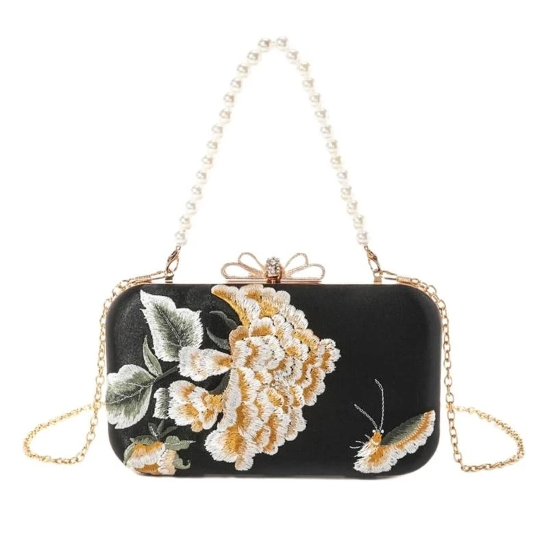 

Элегантный шелковый вечерний клатч с сумочкой вышивки пиона для особого случая