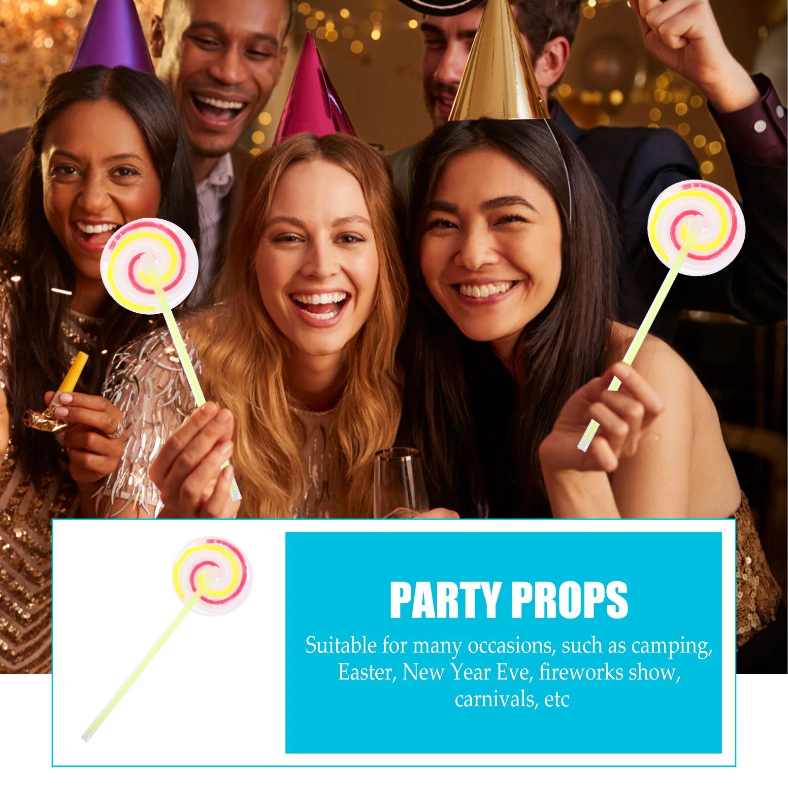 

2Pcs Glow Sticks Lollipop Shape in The Dark Props for Outdoor Camping Parties Shows Party Toy Glowing Stick