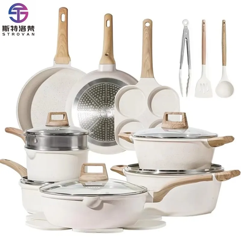 

Healthy Non Stick White Granite Cookware Sets Best Price Induction Pots and Frying Pans