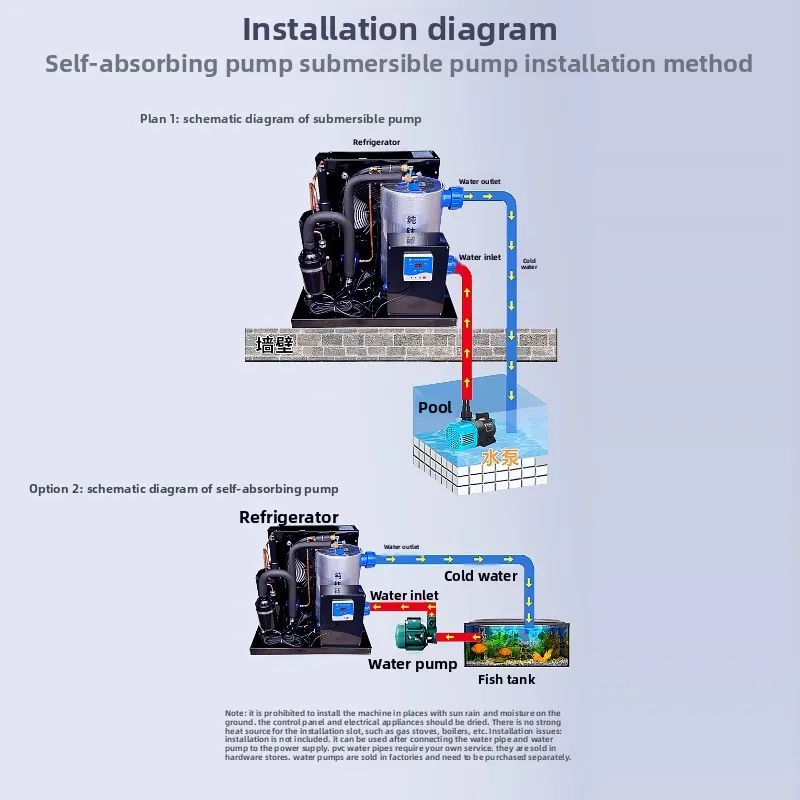 مبرد خزان الأسماك LXY 1-5p ثلاجة بركة السمك للمأكولات البحرية المنزلية آلة تربية متكاملة بدرجة حرارة ثابتة