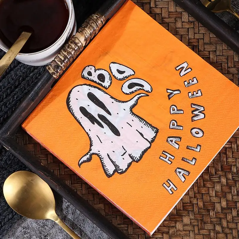 Ghost Paper Napkins Halloween Dinner Napkins Halloween Decoration Napkins Spooky Boo Ghost Halloween Party Paper Napkins For