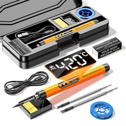 USB Soldering Iron Intelligent Temperature Setting Cordless Soldering Iron Set With Led Work Light