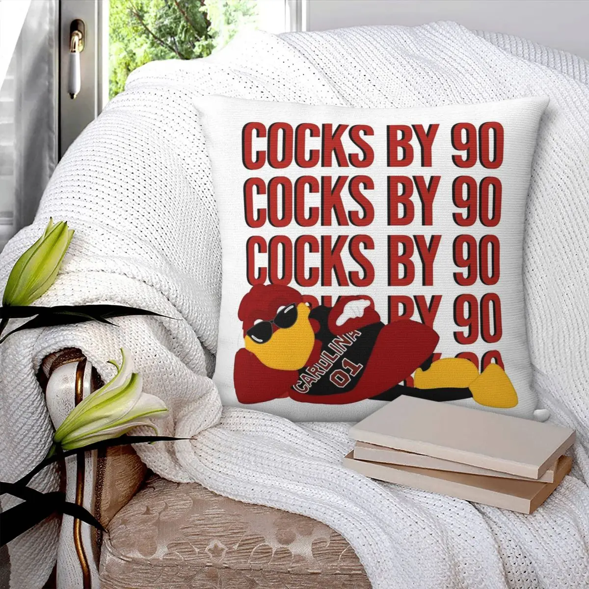 Cocky With Sunglasses Cocks By 90 Square Pillowcase Pillow Cover Polyester Cushion Comfort Throw Pillow for Home Living Room