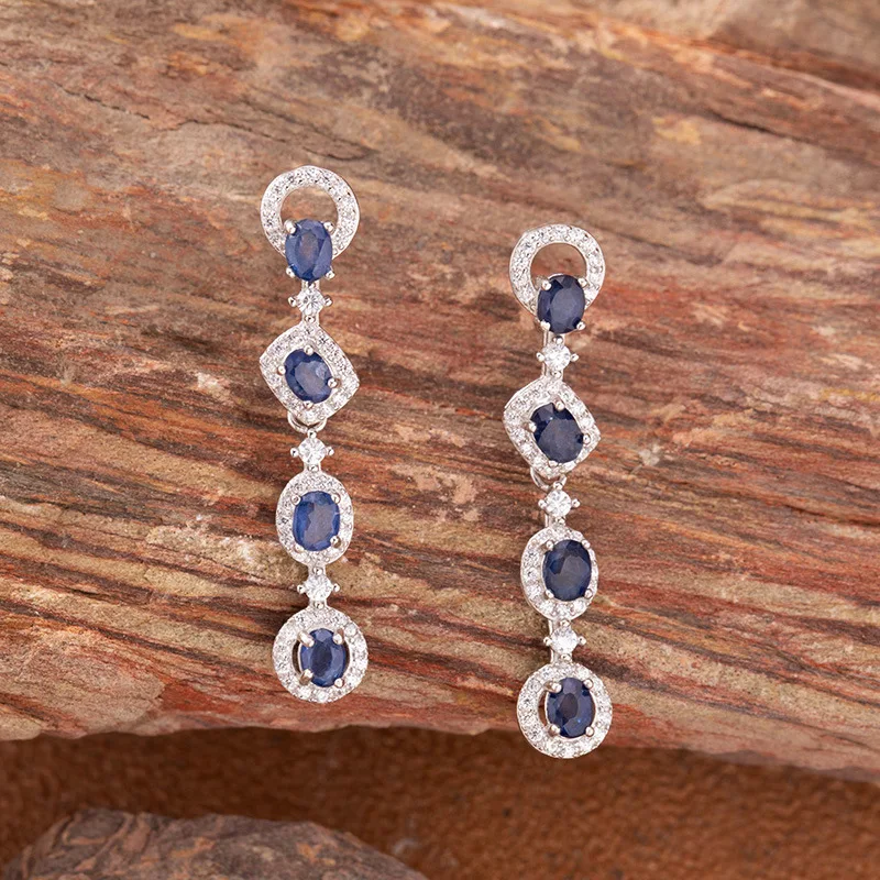 

Лидер продаж, серьги с сапфиром из натурального драгоценного камня для женщин, серьги из чистого серебра 925 пробы, красочные серьги с драгоценными камнями, ювелирные изделия, трансграничная работа Who