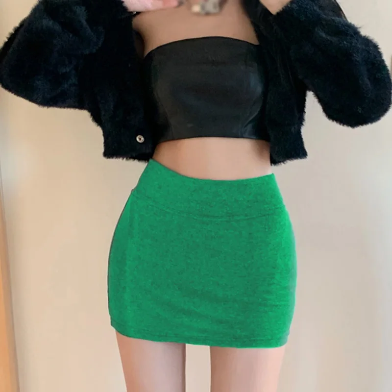 Födémgerenda Gyapot sexi Sokoldalú Csekély illeszkedő derékon hugging Porhanyós skirts high-waist Alkalmazkodó m tömör színben Angol kosztüm skirts