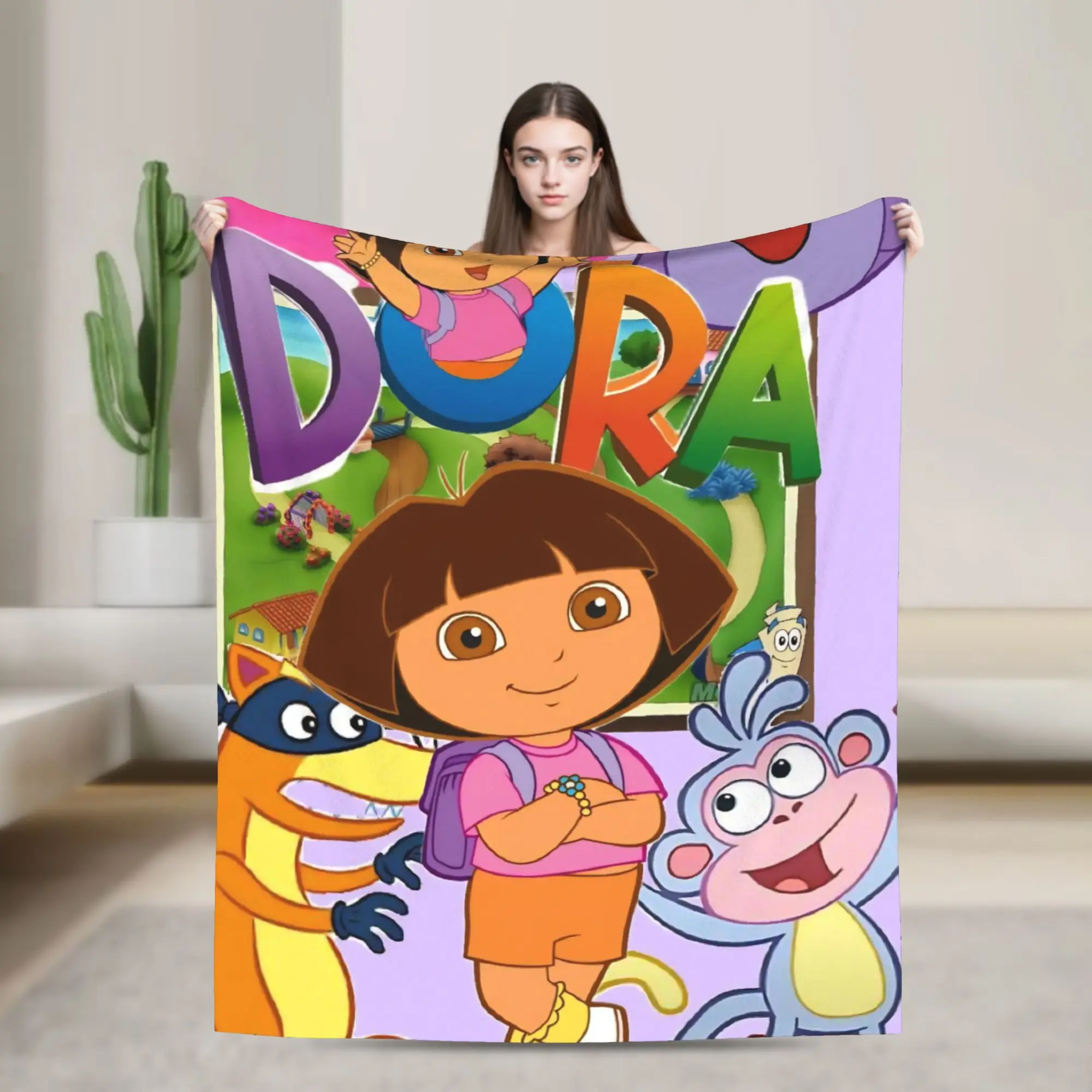 Super Soft D-Doras The Explorers Throw Blanket Premium Fleece Flannel Lightweight Bed Blanket Super Cozy Blankets All Season Use