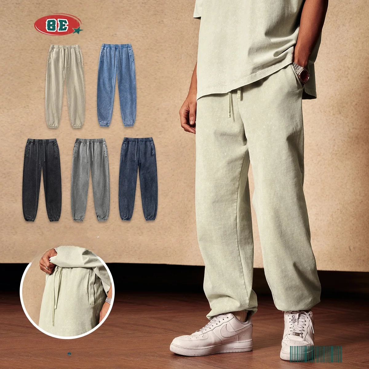 

Men's Spring Summer Thin Fitn Sports Pants Loose Casual Long Trousers Heavy Du Waed Cotton Straight Leg Urban Sle