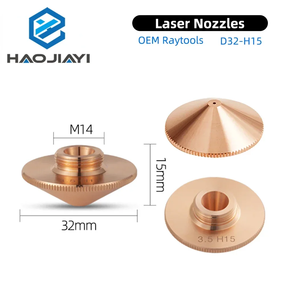 Raytools Laser Nozzles Dia.32mm H15 M14 Caliber 0.8-6.0 Single Double Layers Nozzle for Fiber Laser Cutting Head