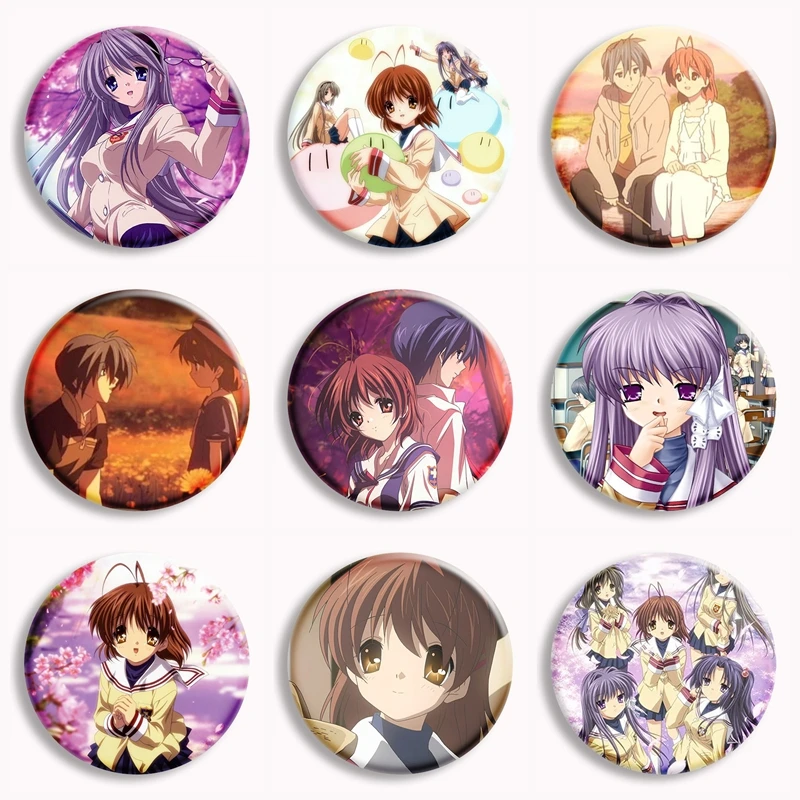 Classic Clannad Anime Soft Button Pin Tomoyo Tomoya Aesthetic Cartoon Brooches Badge Bag Decor Accessories Fans Collect Gifts