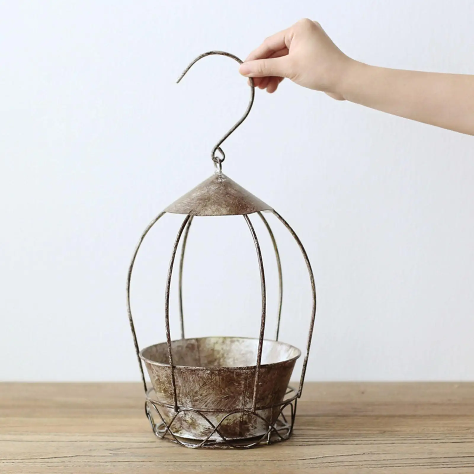 Hanging Planter Balcony Home Hotel Decoration Art for Home Decoration Hollow Out Succulent Pot Metal Plant Hanger Half Bird Cage