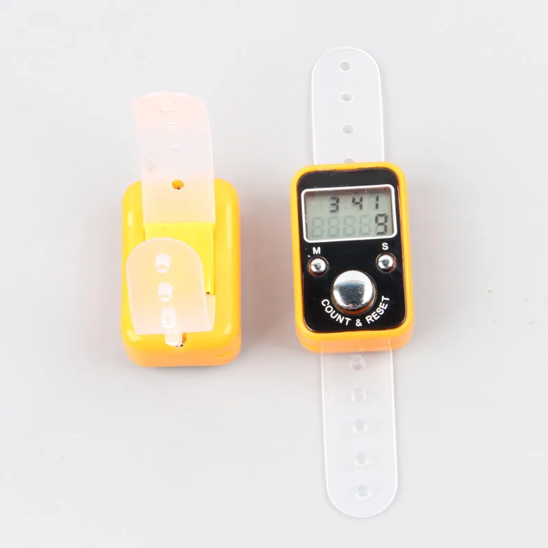 عداد رقمي إلكتروني محمول صغير LCD باليد البنصر عداد مسجل مع وظيفة الوقت غرزة علامة صف عداد
