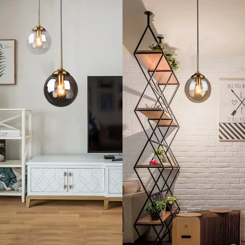 Plafonnier LED Suspendu en Forme de Boule de Verre, Design Nordique, Luminaire Décoratif d'Nik, Idéal pour une Salle à Manger, une Chambre à Coucher ou un oral et, Livraison Directe